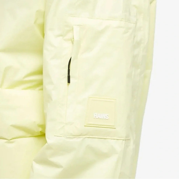 Rains Fuse Bomber Jacket Sz XS Neon Yellow Puffer Coat - Picture 6 of 7